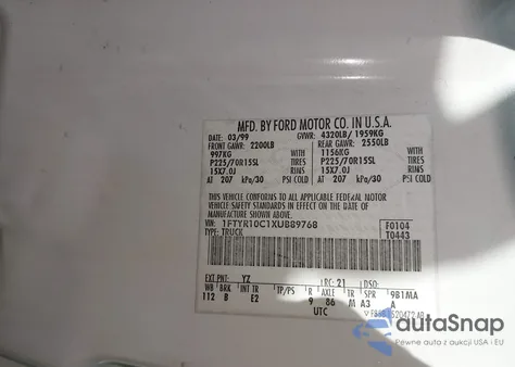 1999 Ford Ranger Xl/Xlt from USA, damaged, VIN 1FTYR10C1XUB89768